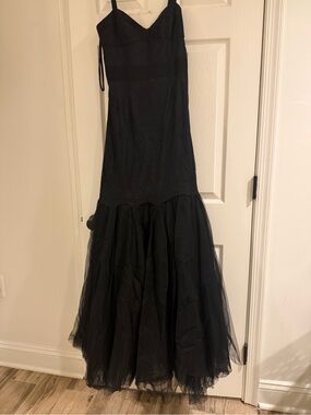 Pearl by Georgina Chapman Black Tulle Hem Formal Dress